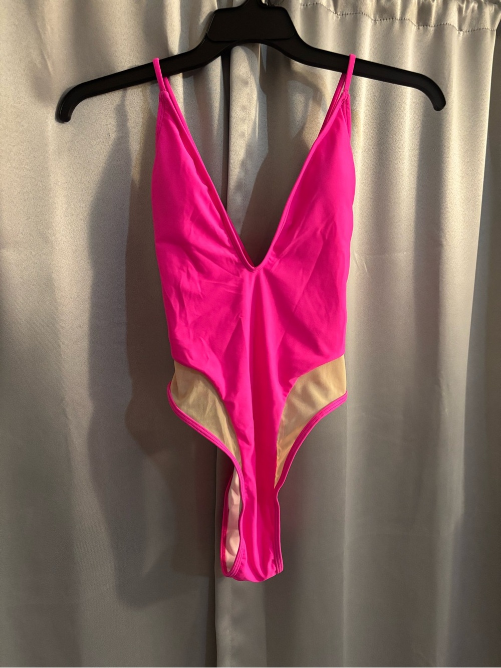 Women’s Neon Pink V-Neck One-Piece Bodysuit